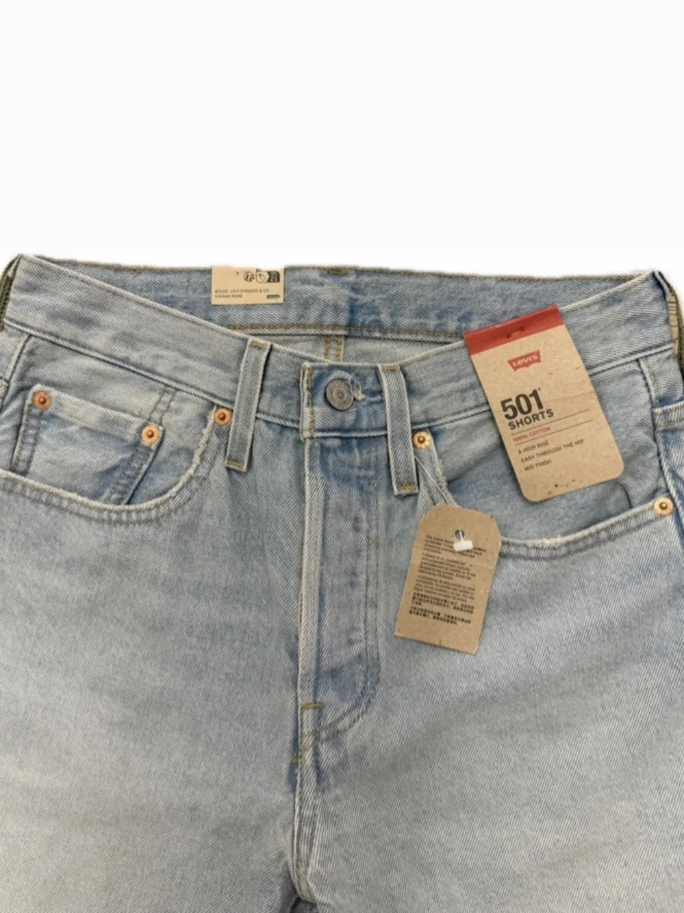 LEVI’S 501 MID THIGH HIGH-RISE BUTTON FLY DENIM SHORTS TAKE OFF DENIM WOMEN 26
